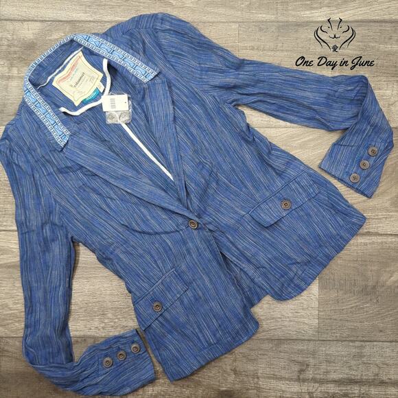 Anthropologie Linen Blend Single Button Blazer Size 8 - Picture 1 of 5